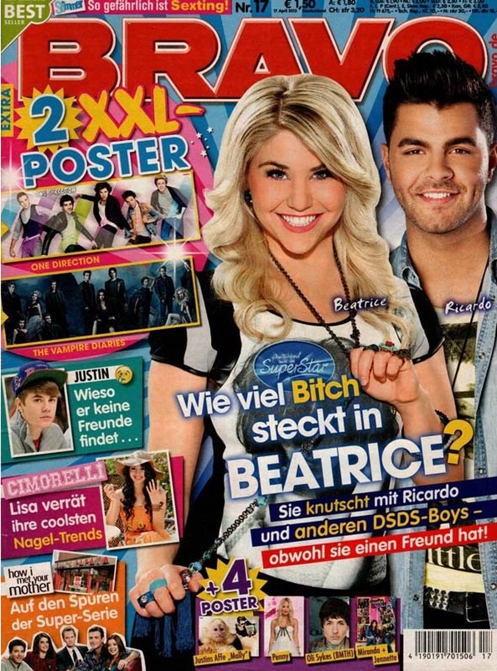 Bravo Magazin Deutschland 2013-17 Beatrice Egli Ricardo Bielecki Justin Bieber One Direction Cimorelli