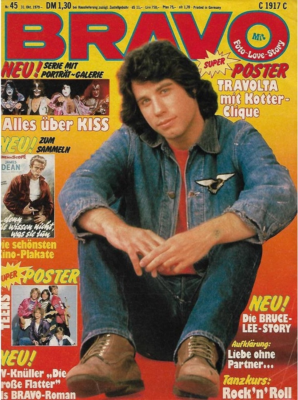 Bravo Magazin Deutschland 1979-45 John Travolta James Dean Bruce Lee KISS