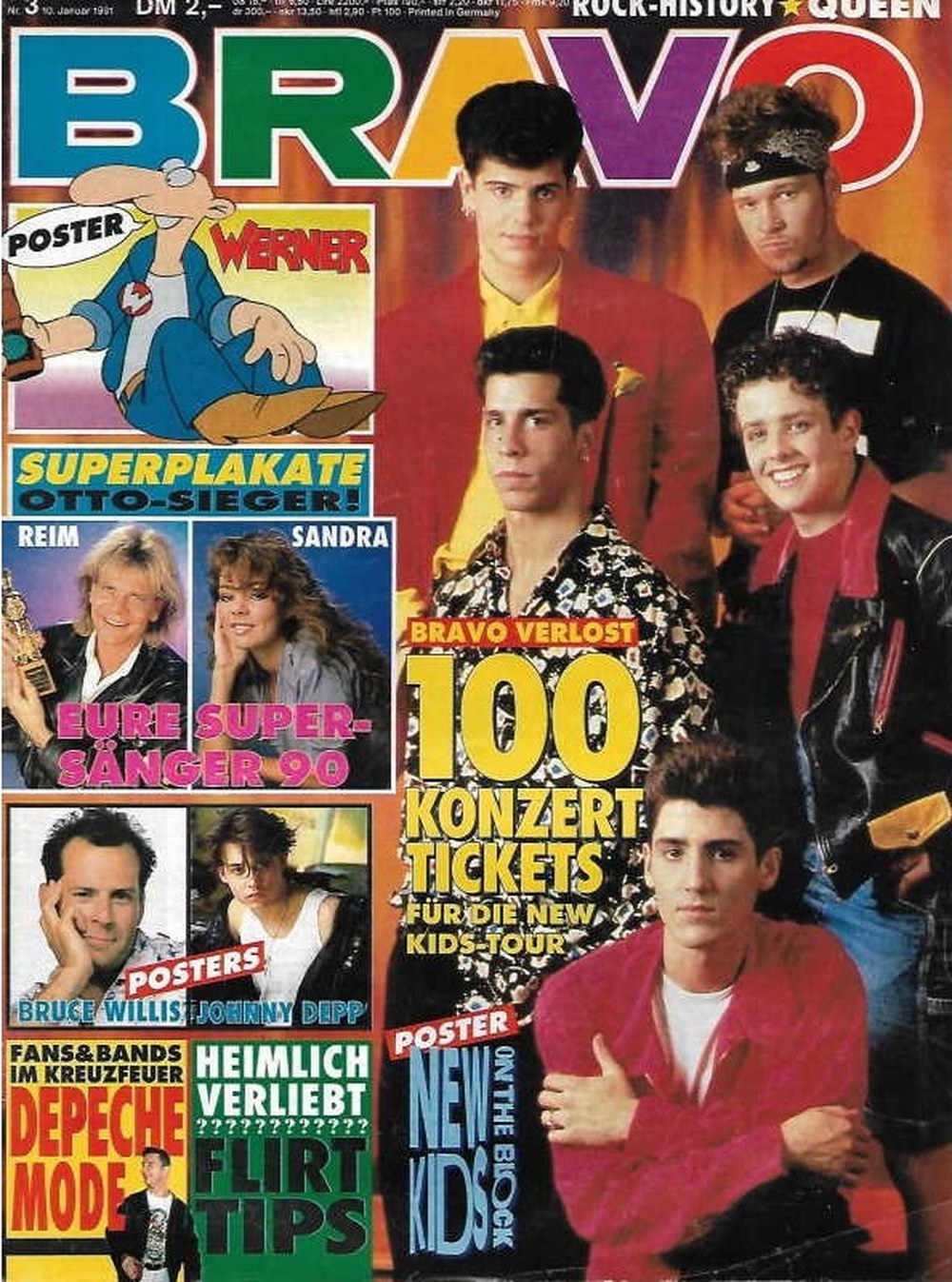 Bravo Magazin Deutschland 1991-03 New Kids On The Block Depeche Mode Bruce Willis Johnny Depp Matthias Reim