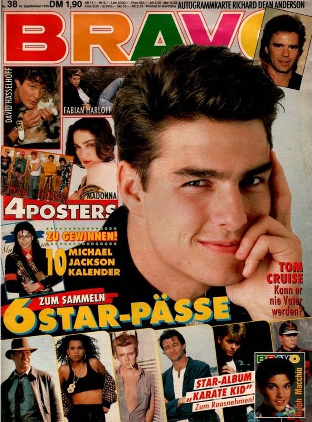 Bravo Magazin Deutschland 1989-38 Tom Cruise Michael Jackson Madonna Ralph Macchio David Hasselhoff