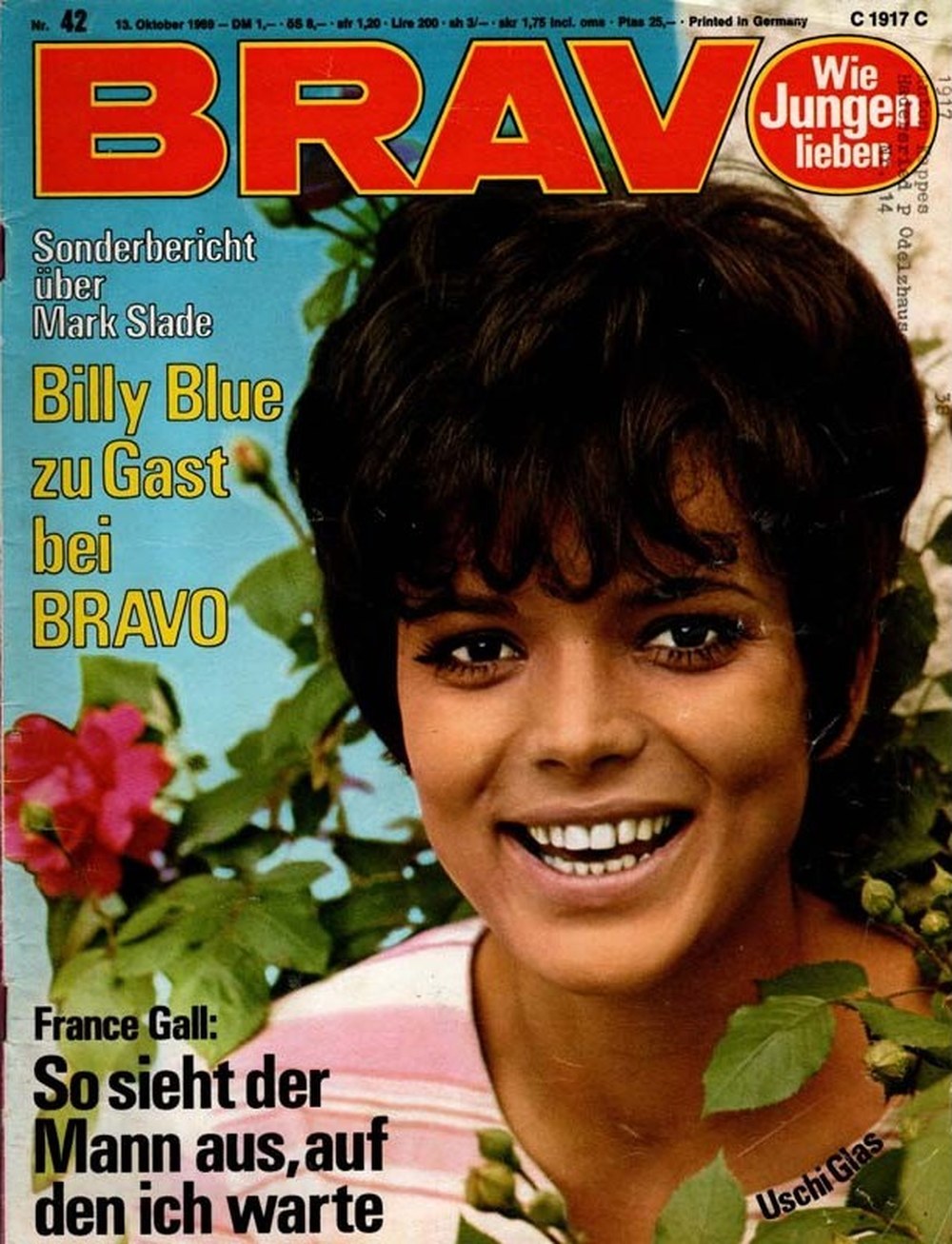 Bravo Magazin Deutschland 1969-42 Uschi Glas France Gall Mark Slade Billy Blue