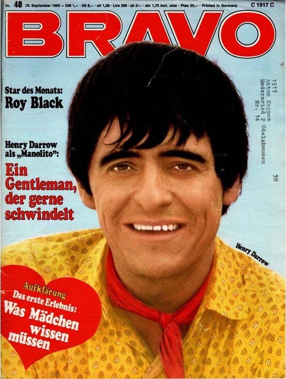 Bravo Magazin Deutschland 1969-40 Henry Darrow Roy Black