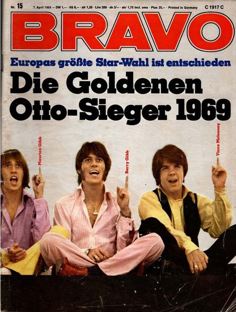 Bravo Magazin Deutschland 1969-15 Barry Gibb Maurice Gibb Vince Melouney Bee Gees