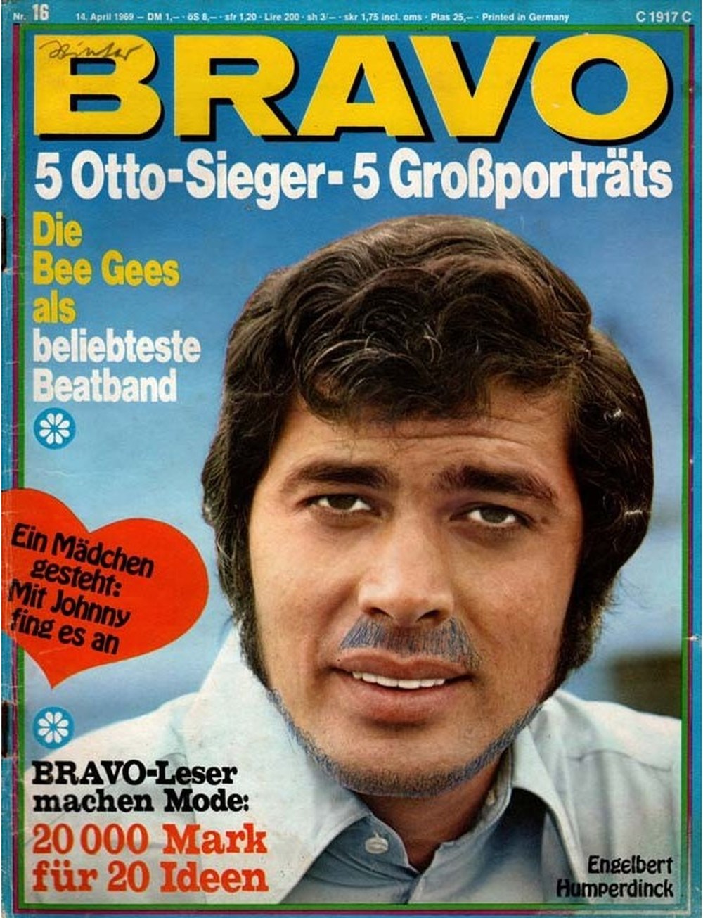 Bravo Magazin Deutschland 1969-16 Engelbert Humperdinck Bee Gees