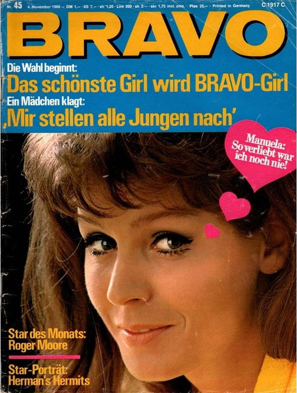 Bravo Magazin Deutschland 1968-45 Manuela Roger Moore Herman's Hermits