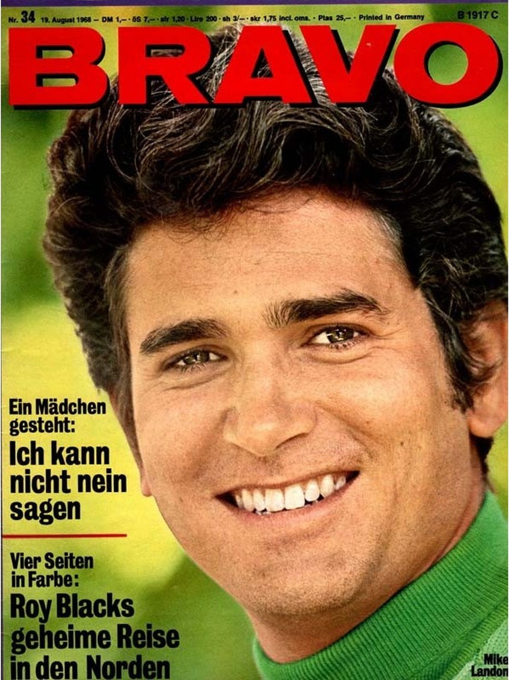 Bravo Magazin Deutschland 1968-34 Michael Landon Roy Black
