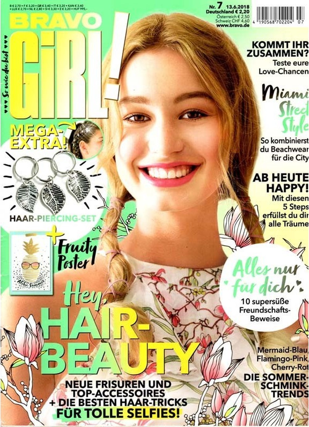 Bravo Girl Magazin Deutschland 2018-07 Haarstyling Haaraccessoires Sommer-Make-up-Trends