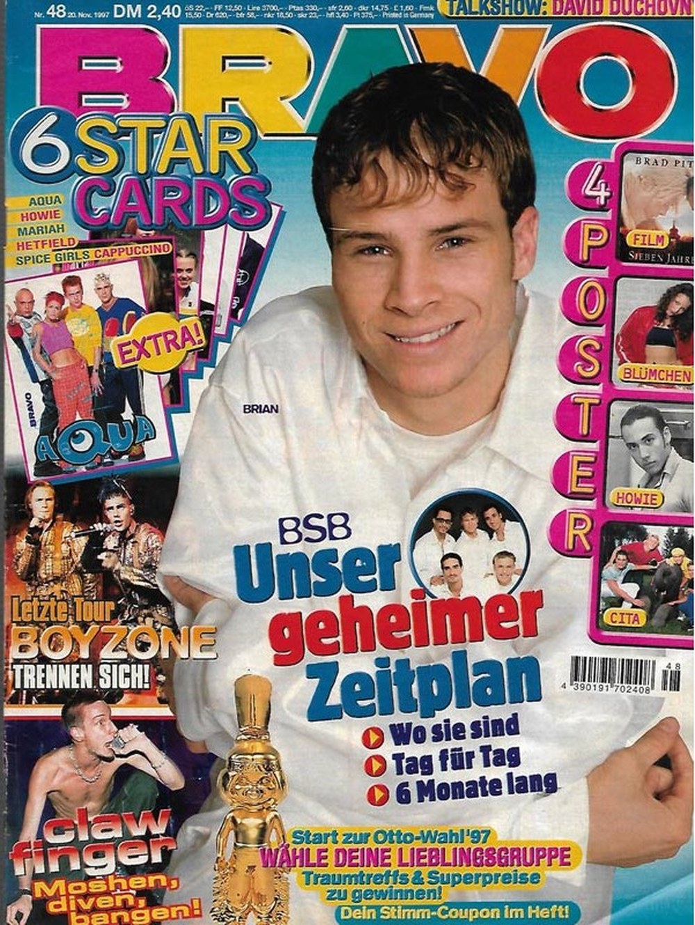 Bravo Magazin Deutschland 1997-48 Brian Littrell Brad Pitt Howie Dorough David Duchovny Mariah Carey