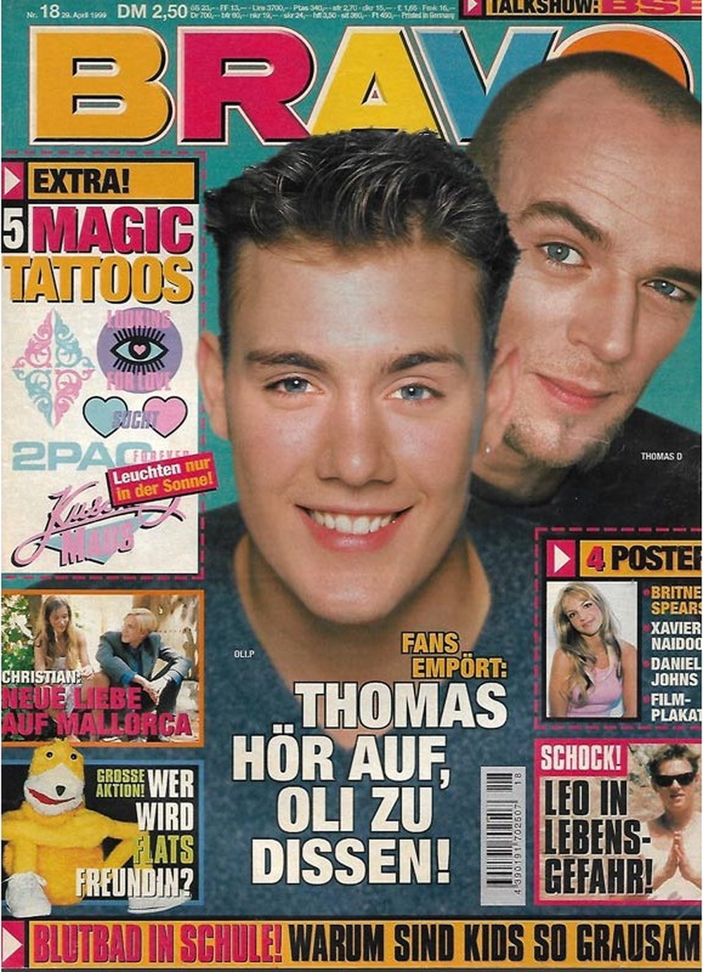 Bravo Magazin Deutschland 1999-18 Oli P. Thomas D Britney Spears Xavier Naidoo Daniel Johns