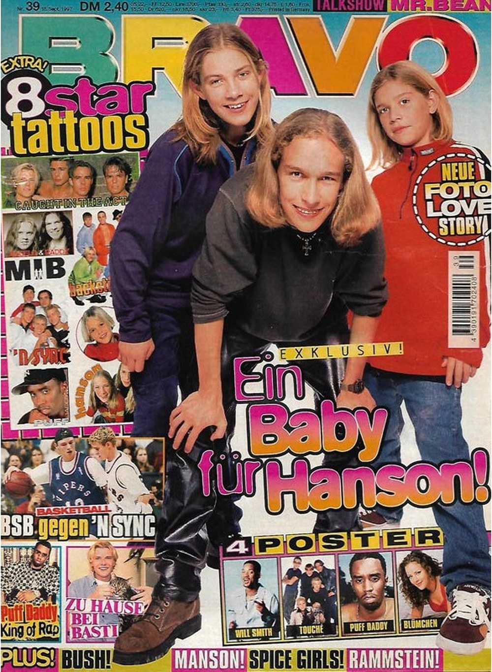 Bravo Magazin Deutschland 1997-39 Hanson Puff Daddy Will Smith Mr. Bean Marilyn Manson