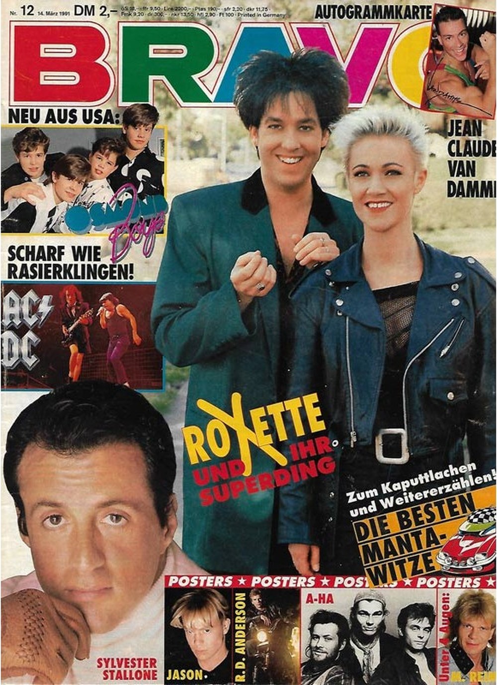 Bravo Magazin Deutschland 1991-12 Per Gessle Marie Fredriksson Sylvester Stallone Jean-Claude Van Damme Jason Donovan