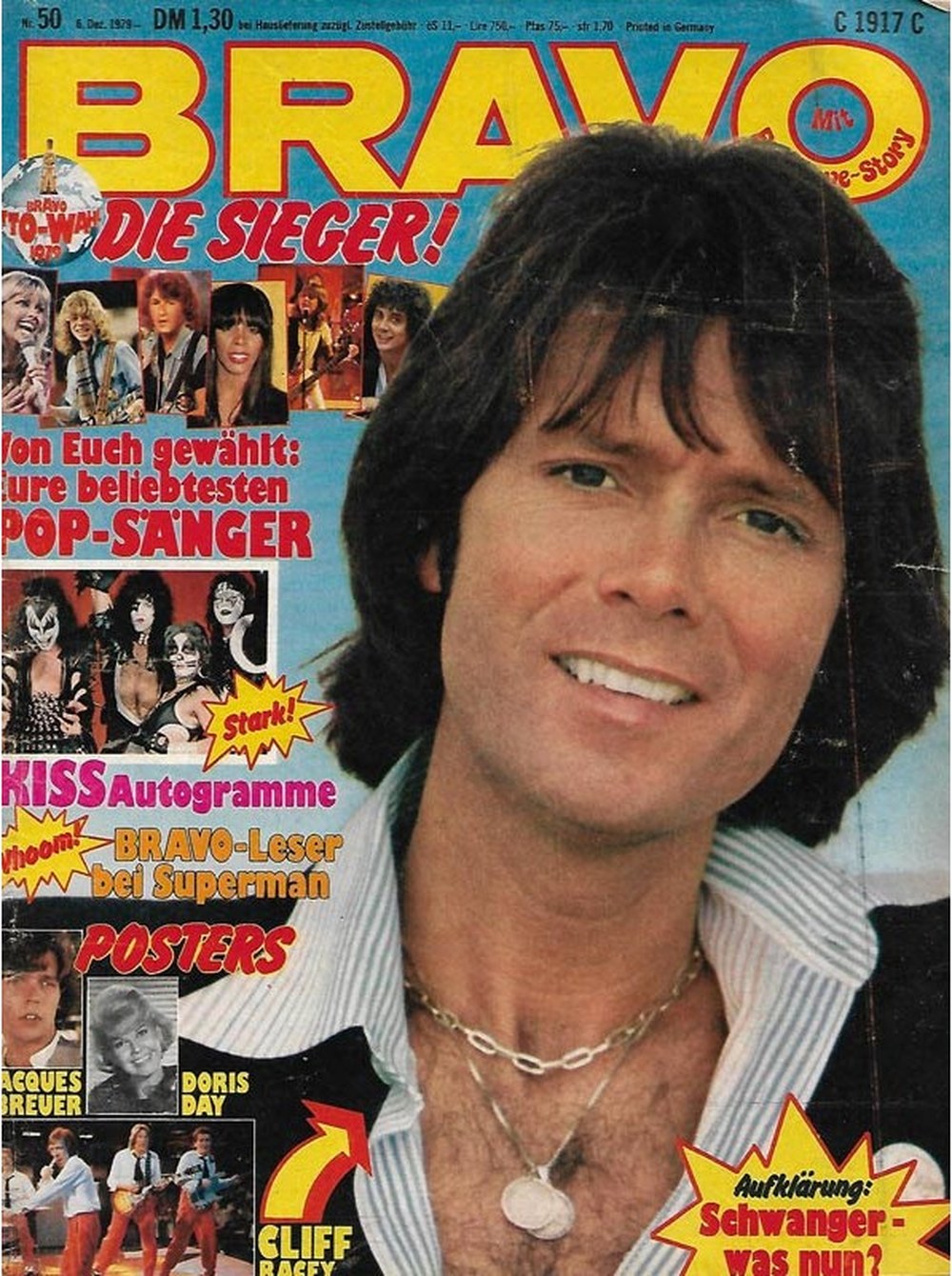 Bravo Magazin Deutschland 1979-50 Cliff Richard KISS Jacques Breuer Doris Day Cliff Racey