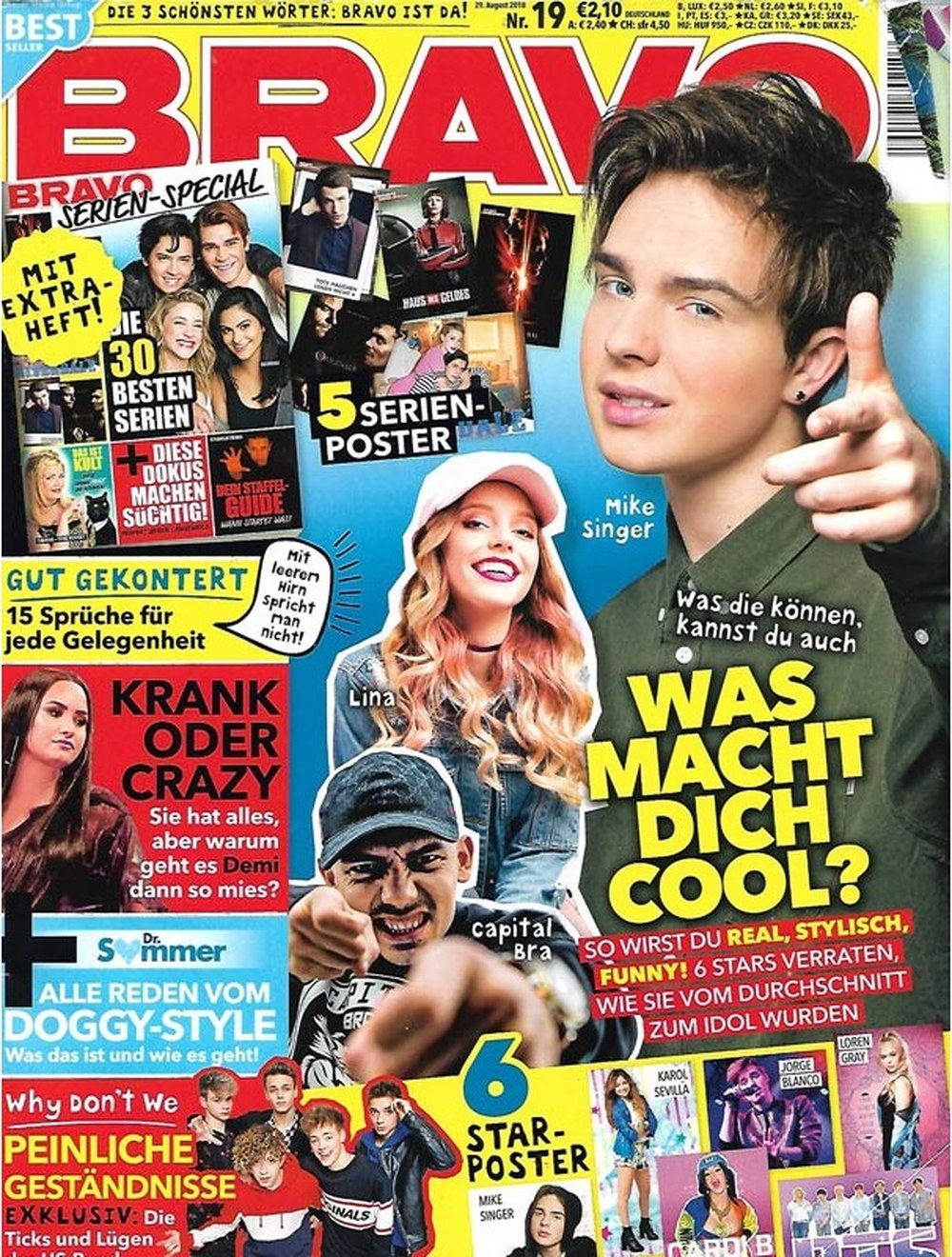 Bravo Magazin Deutschland 2018-19 Mike Singer Lina Larissa Strahl Capital Bra Demi Lovato Karol Sevilla