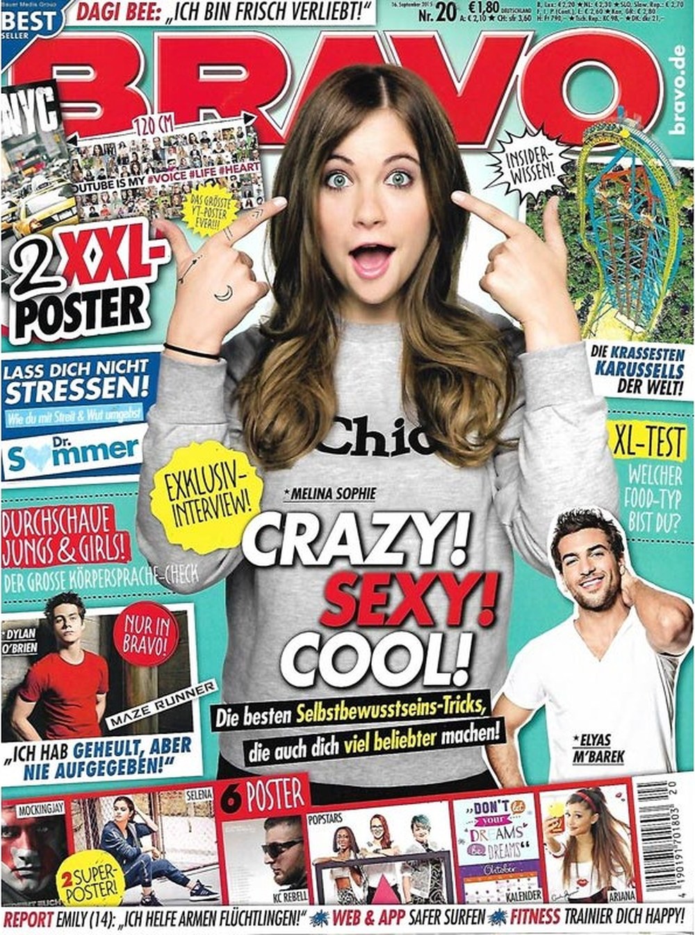 Bravo Magazin Deutschland 2015-20 Melina Sophie Elyas M'Barek Dylan O'Brien Dagi Bee Selena Gomez