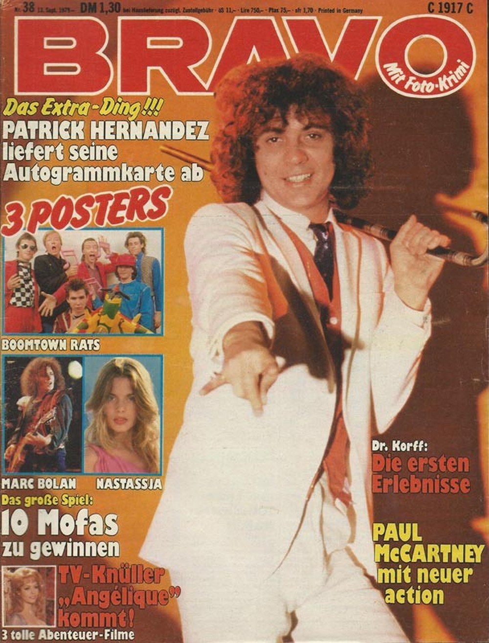 Bravo Magazin Deutschland 1979-38 Patrick Hernandez Paul McCartney Marc Bolan Nastassja Kinski Boomtown Rats