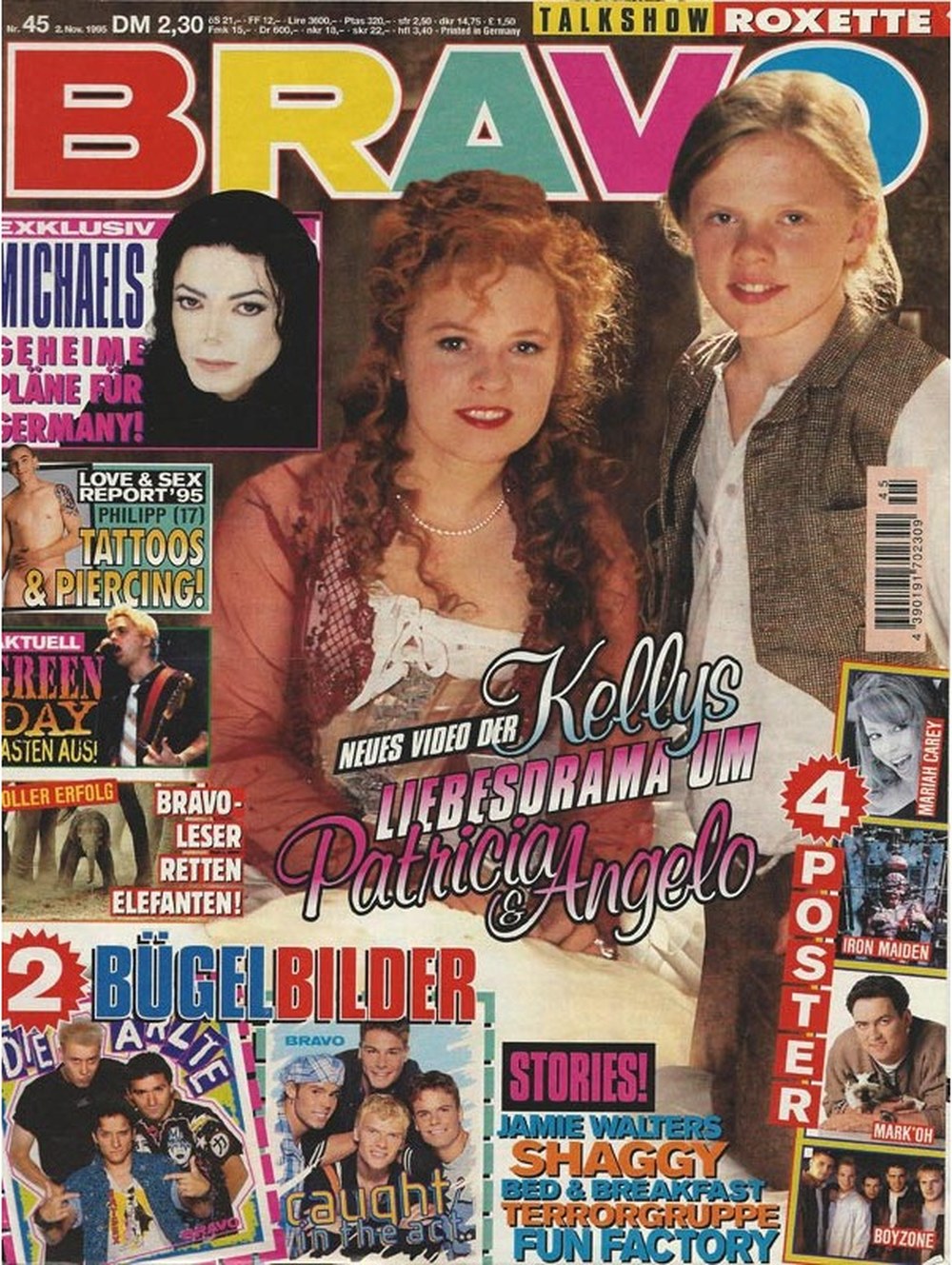Bravo Magazin Deutschland 1995-45 Patricia Kelly Angelo Kelly Michael Jackson Shaggy Jamie Walters