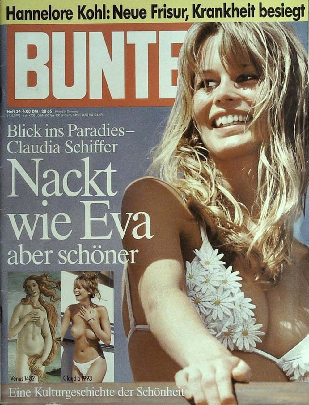 Bunte Magazin Deutschland 1993-34 Claudia Schiffer Hannelore Kohl