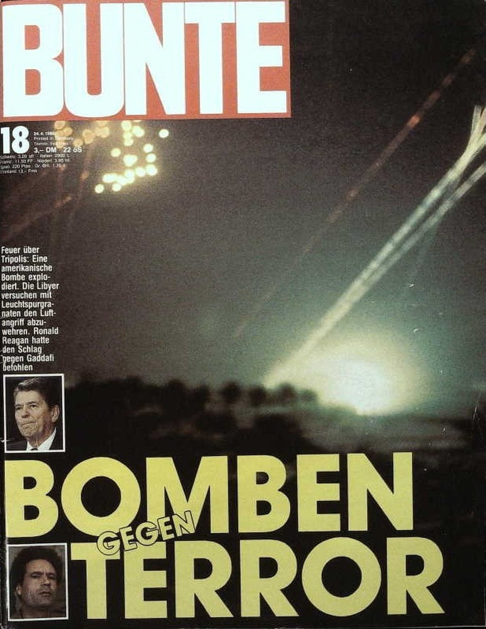 Bunte Magazin Deutschland 1986-18 Ronald Reagan Muammar Gaddafi