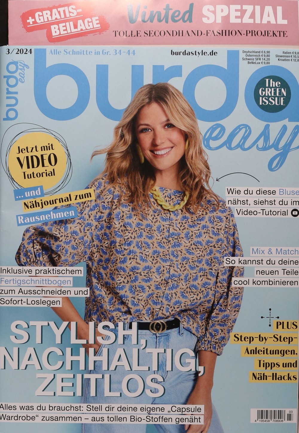Burda Easy Magazin Deutschland 2024-03 Nähmuster Nachhaltige Mode Kapselgarderobe