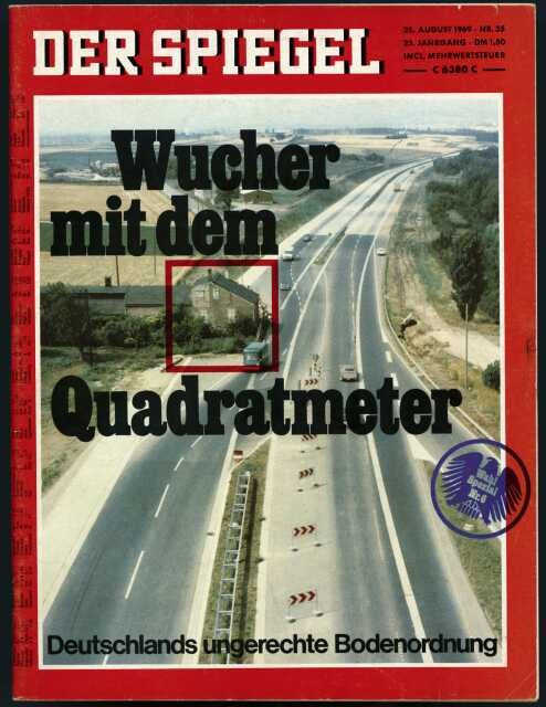 Der Spiegel Magazin Deutschland 1969-35 Bodenpolitik Grundstücksspekulation Autobahnbau