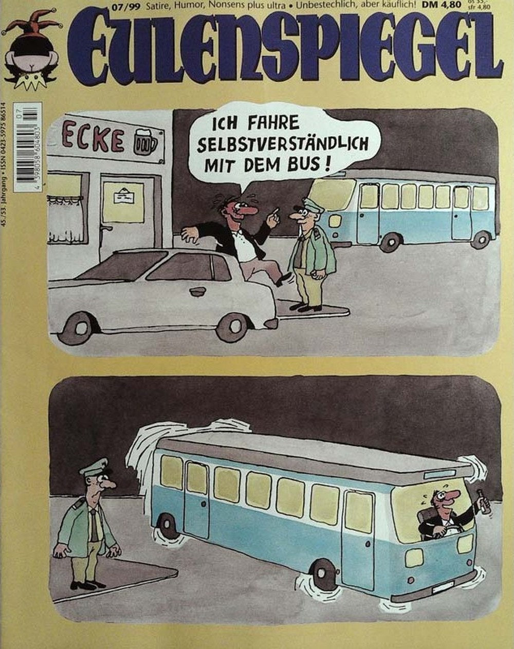 Eulenspiegel Magazin Deutschland 1999-07 Satire Politischer Cartoon Öffentlicher Nahverkehr
