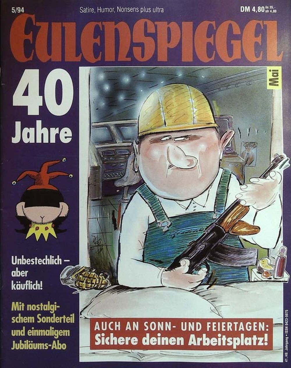 Eulenspiegel Magazin Deutschland 1994-05 Eulenspiegel Satire 40-jähriges Jubiläum