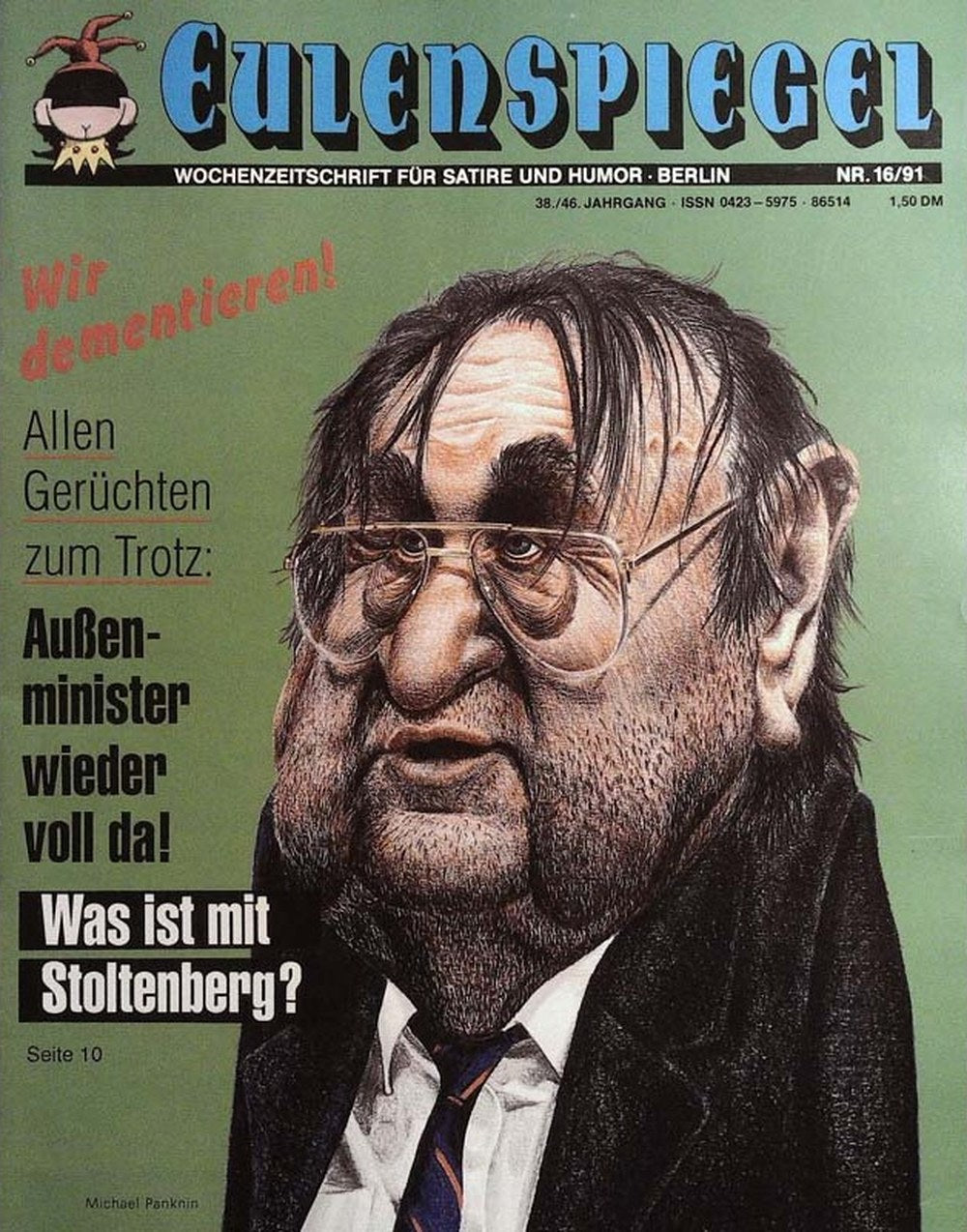 Eulenspiegel Magazin Deutschland 1991-16 Hans-Dietrich Genscher Gerhard Stoltenberg