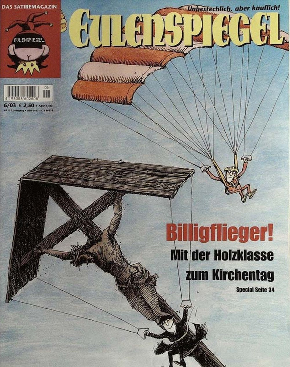Eulenspiegel Magazin Deutschland 2003-06 Budget-Airlines-Parodie Kirchentag Politische Satire