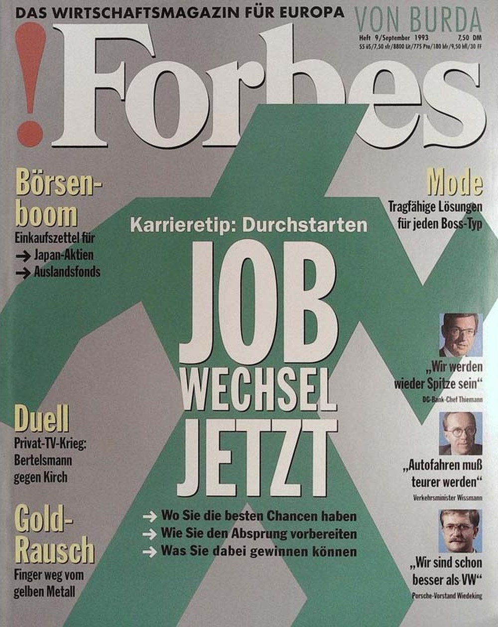 Forbes Magazin Österreich 1993-09 Ulrich Thiemann Matthias Wissmann Wendelin Wiedeking