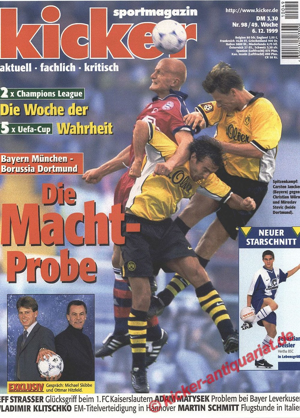 Kicker Magazin Deutschland 1999-98 Carsten Jancker Christian Wörns Miroslav Stevic Sebastian Deisler Michael Skibbe