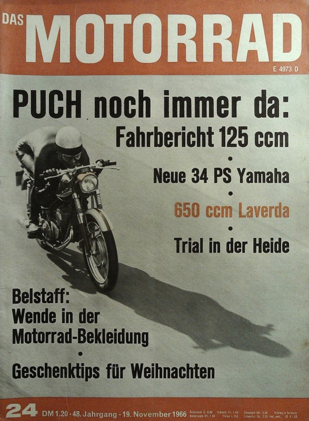 Motorrad Magazin Deutschland 1966-24 Puch Motorräder 125ccm Motorrad Test Yamaha 34 PS