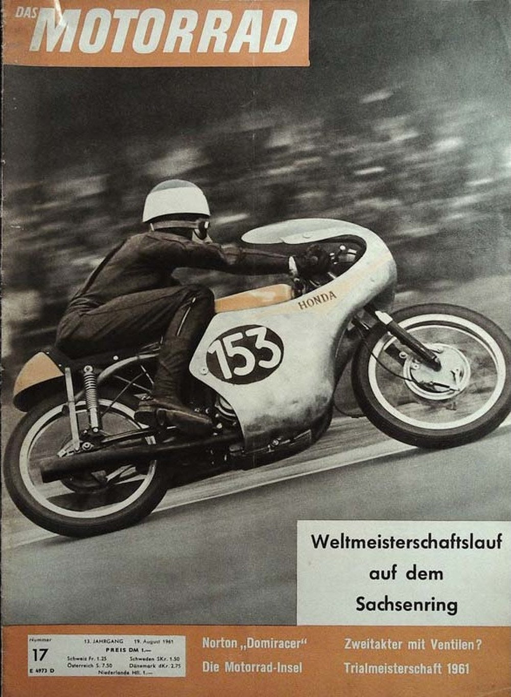 Motorrad Magazin Deutschland 1961-17 Motorradrennen Honda Rennmotorrad Sachsenring Grand Prix