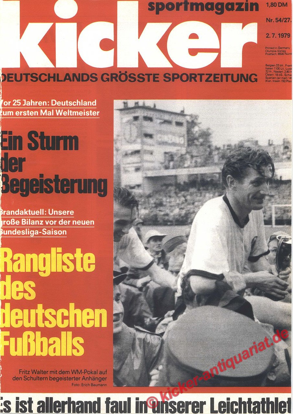 Kicker Magazin Deutschland 1979-54 Fritz Walter