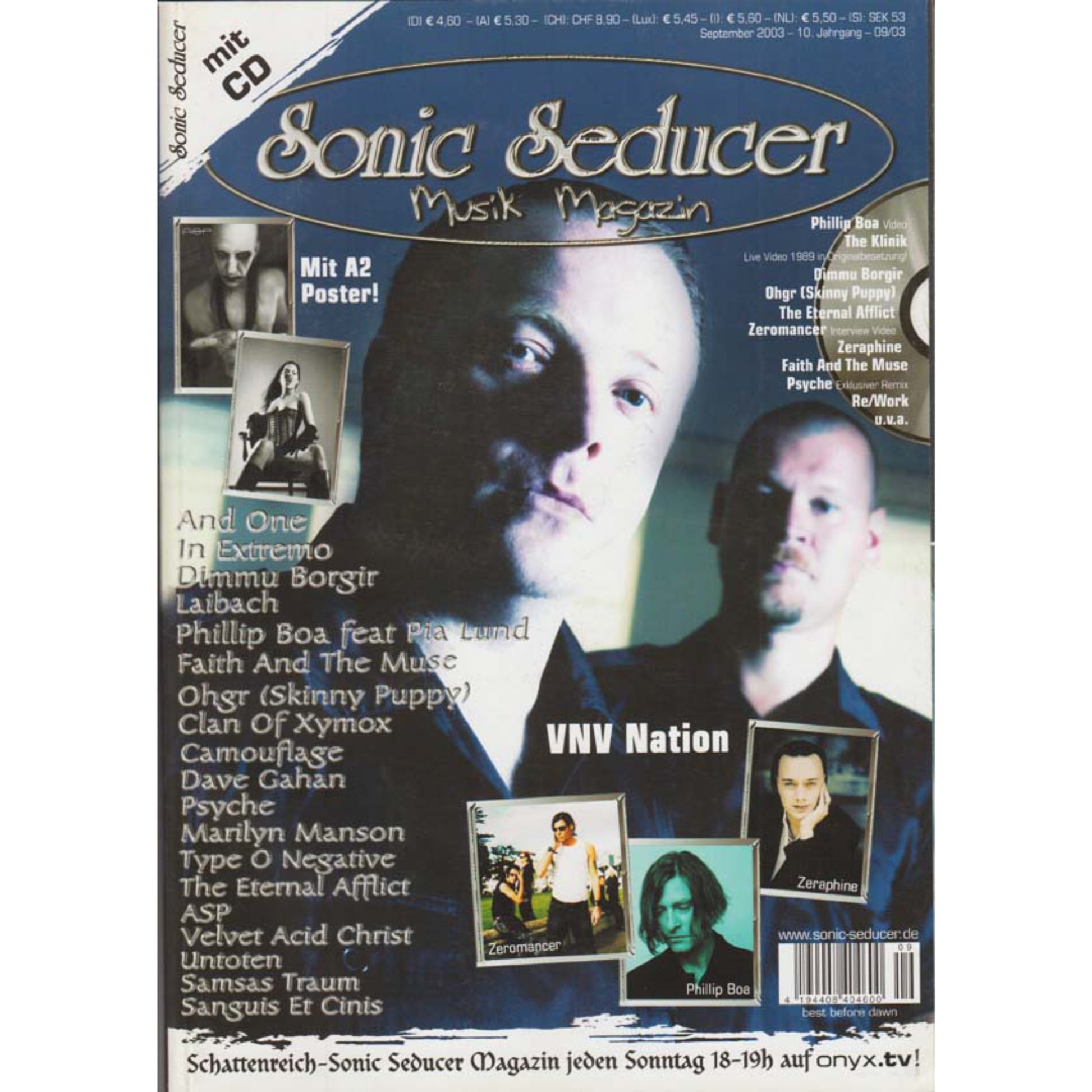 Sonic Seducer Magazin Deutschland 2003-09 VNV Nation Phillip Boa Zeromancer Zeraphine And One
