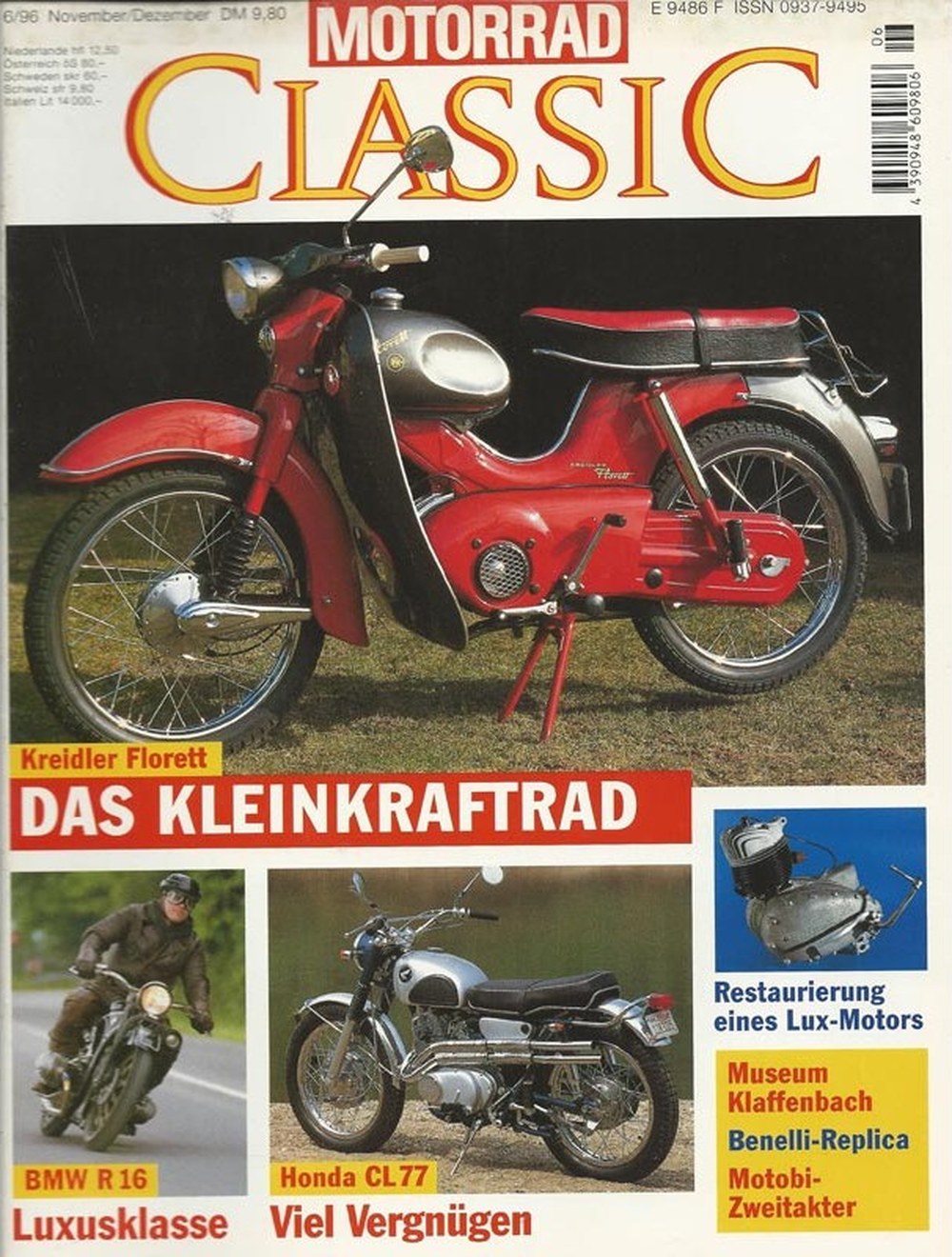 Motorrad Classic Magazin Deutschland 1996-06 Kreidler Florett Klassische Motorräder BMW R16