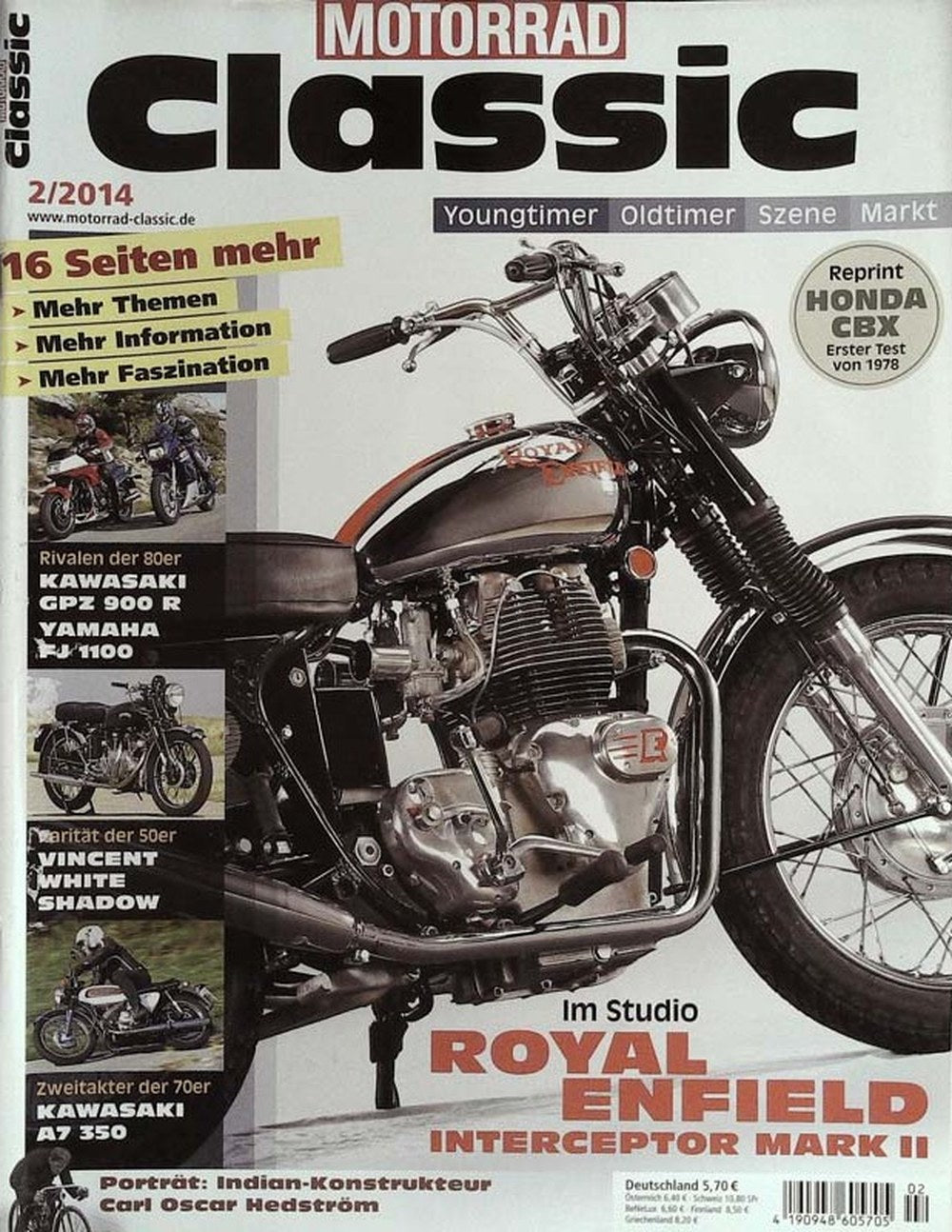 Motorrad Classic Magazin Deutschland 2014-02 Carl Oscar Hedström Royal Enfield Kawasaki Yamaha Vincent