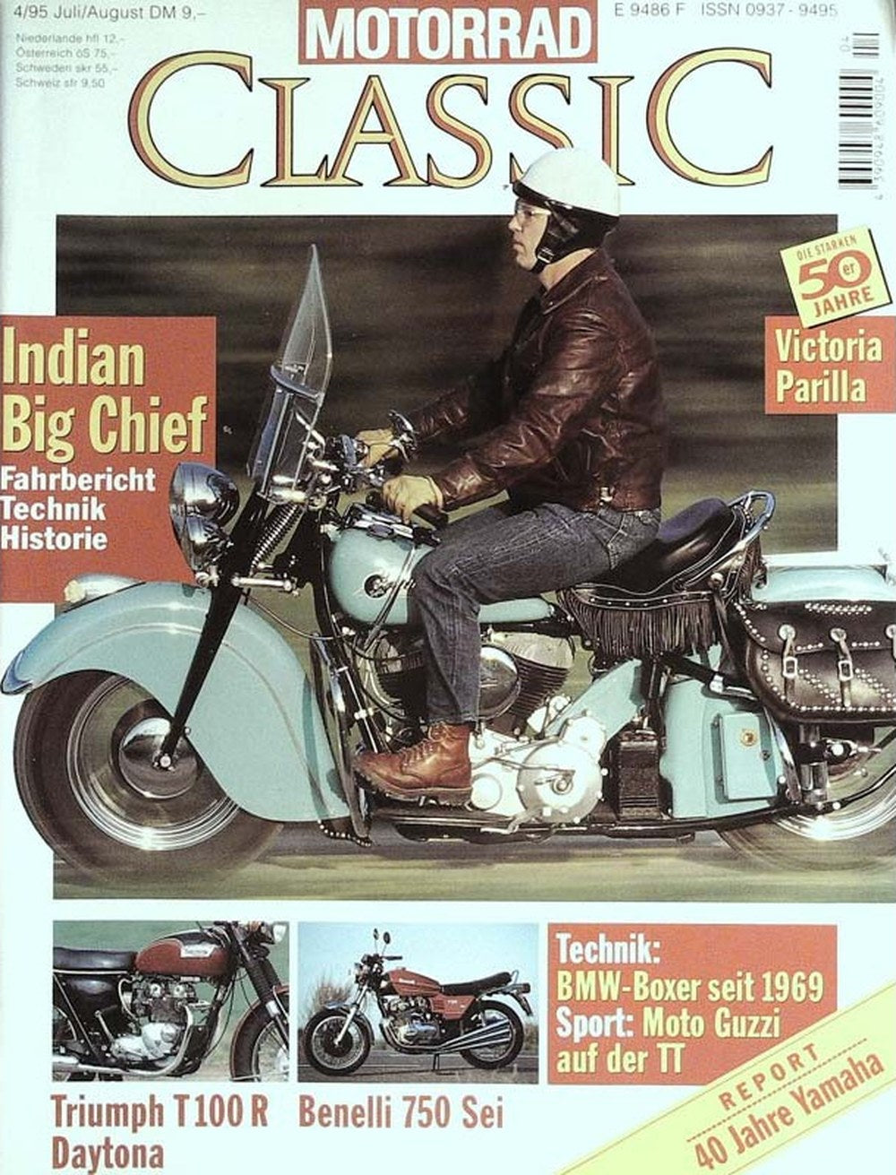 Motorrad Classic Magazin Deutschland 1995-04 Indian Big Chief Triumph T100R Daytona Benelli 750 Sei Victoria Parilla BMW Boxer