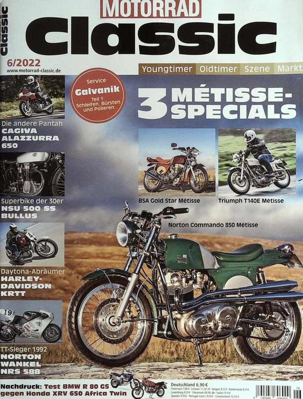 Motorrad Classic Magazin Deutschland 2022-06 Klassische Motorräder Métisse Norton Commando 850 Métisse