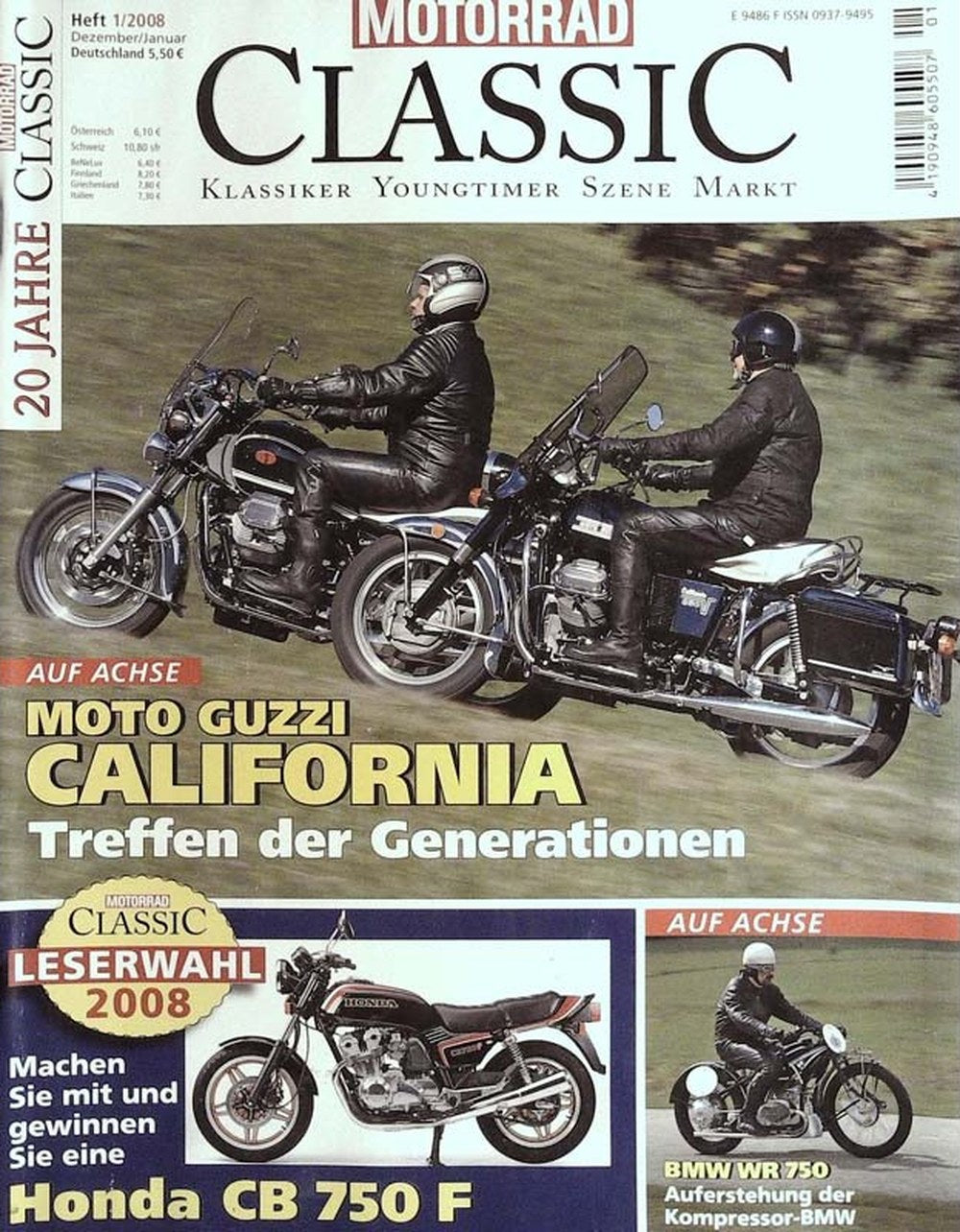 Motorrad Classic Magazin Deutschland 2008-01 Moto Guzzi California Honda CB 750 F BMW WR 750