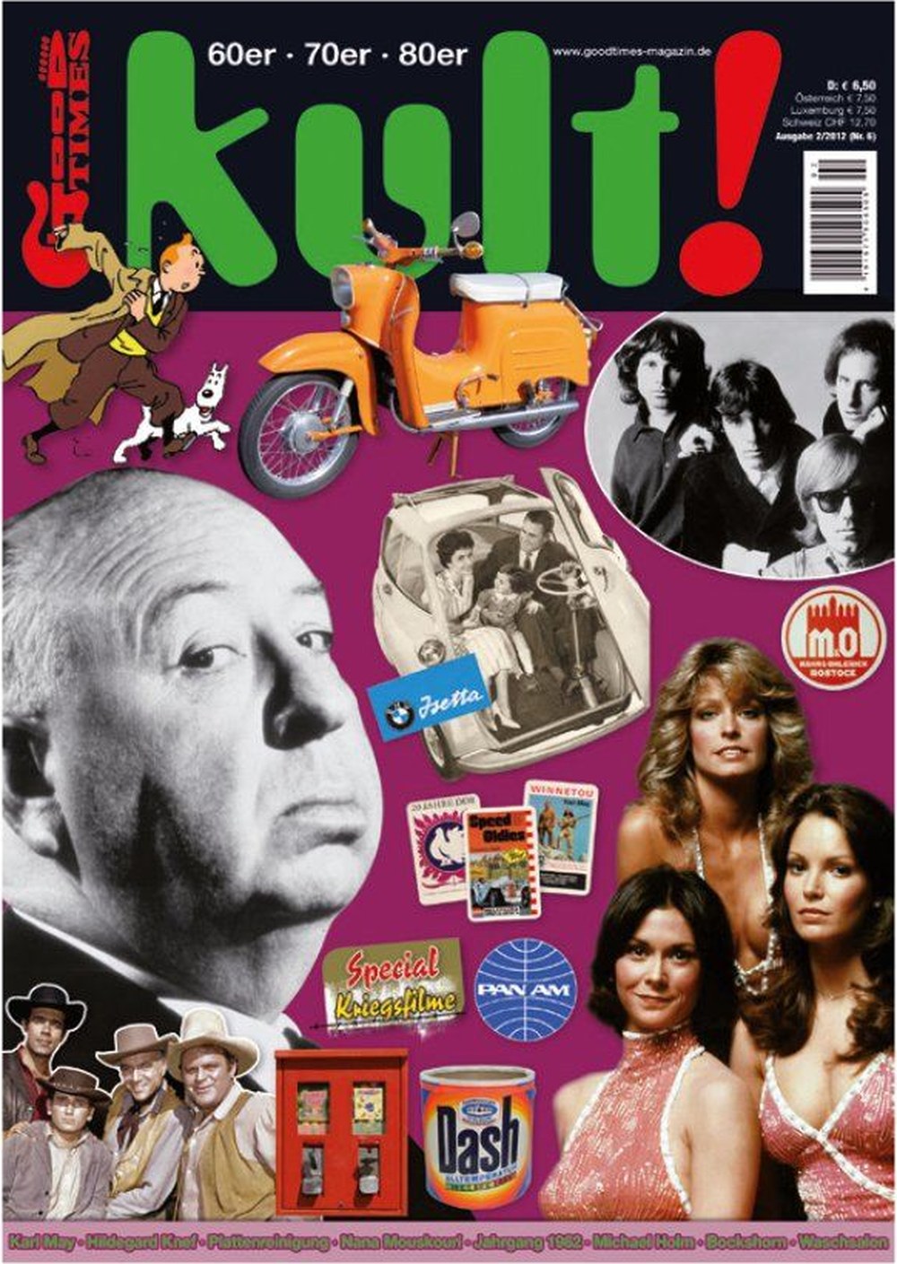 Kult Magazin Deutschland 2012-02 Alfred Hitchcock Tintin Farrah Fawcett Kate Jackson Jaclyn Smith