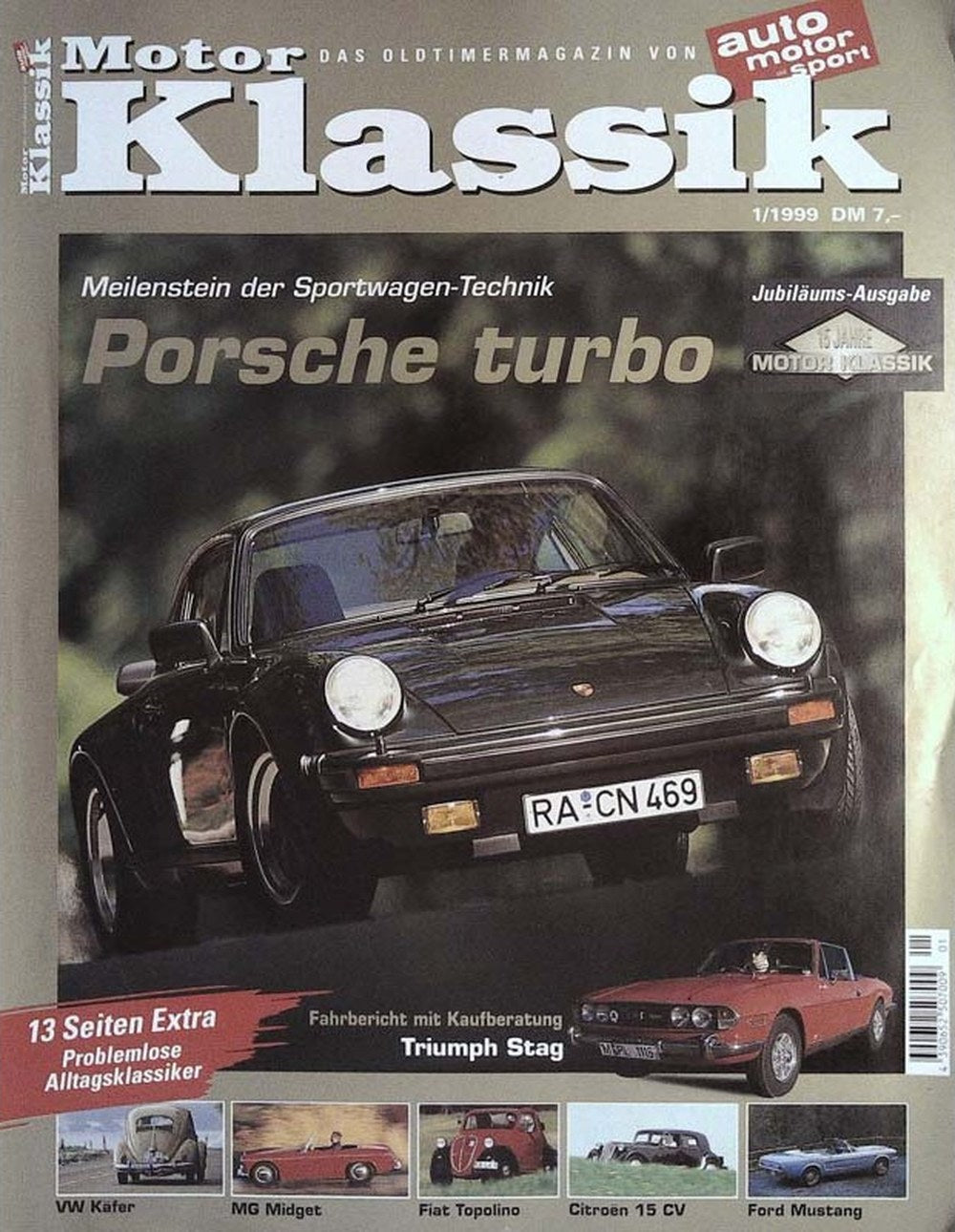 Motor Klassik Magazin Deutschland 1999-01 Porsche Turbo Triumph Stag VW Käfer