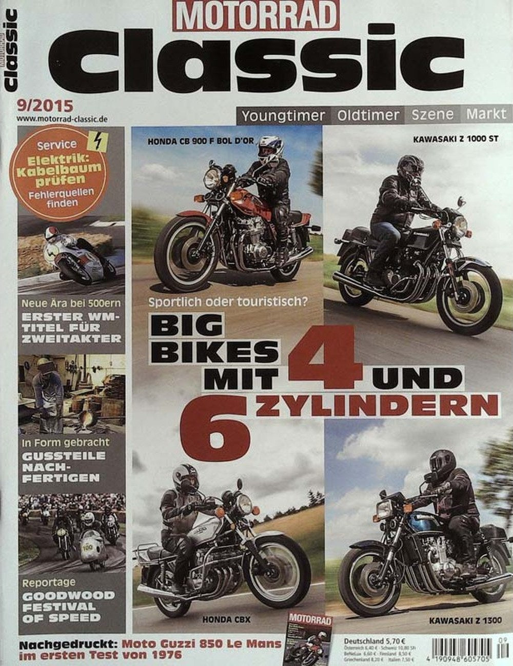 Motorrad Classic Magazin Deutschland 2015-09 Honda CB 900 F Bol D'Or Kawasaki Z 1000 ST Honda CBX