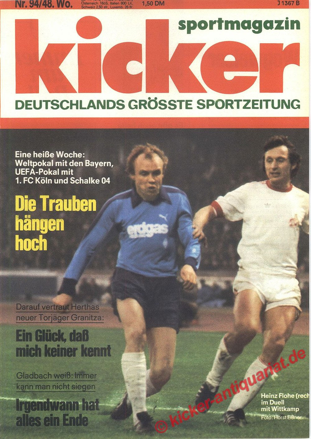 Kicker Magazin Deutschland 1976-94 Heinz Flohe Wittkamp FC Bayern Munich 1. FC Köln Schalke 04