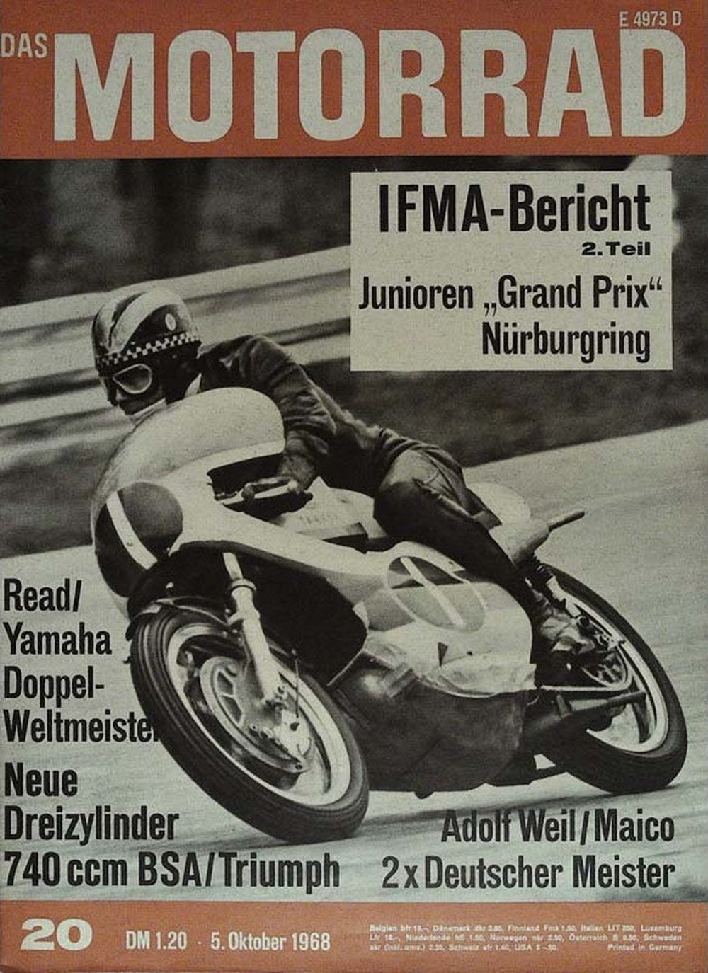 Motorrad Magazin Deutschland 1968-20 Phil Read Adolf Weil BSA Triumph Yamaha