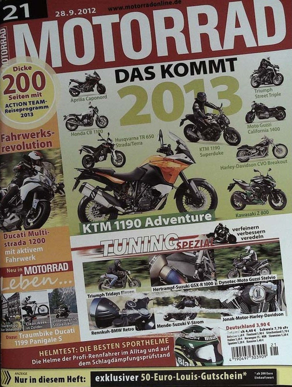 Motorrad Magazin Deutschland 2012-21 KTM 1190 Adventure Aprilia Caponord Honda CB 1100