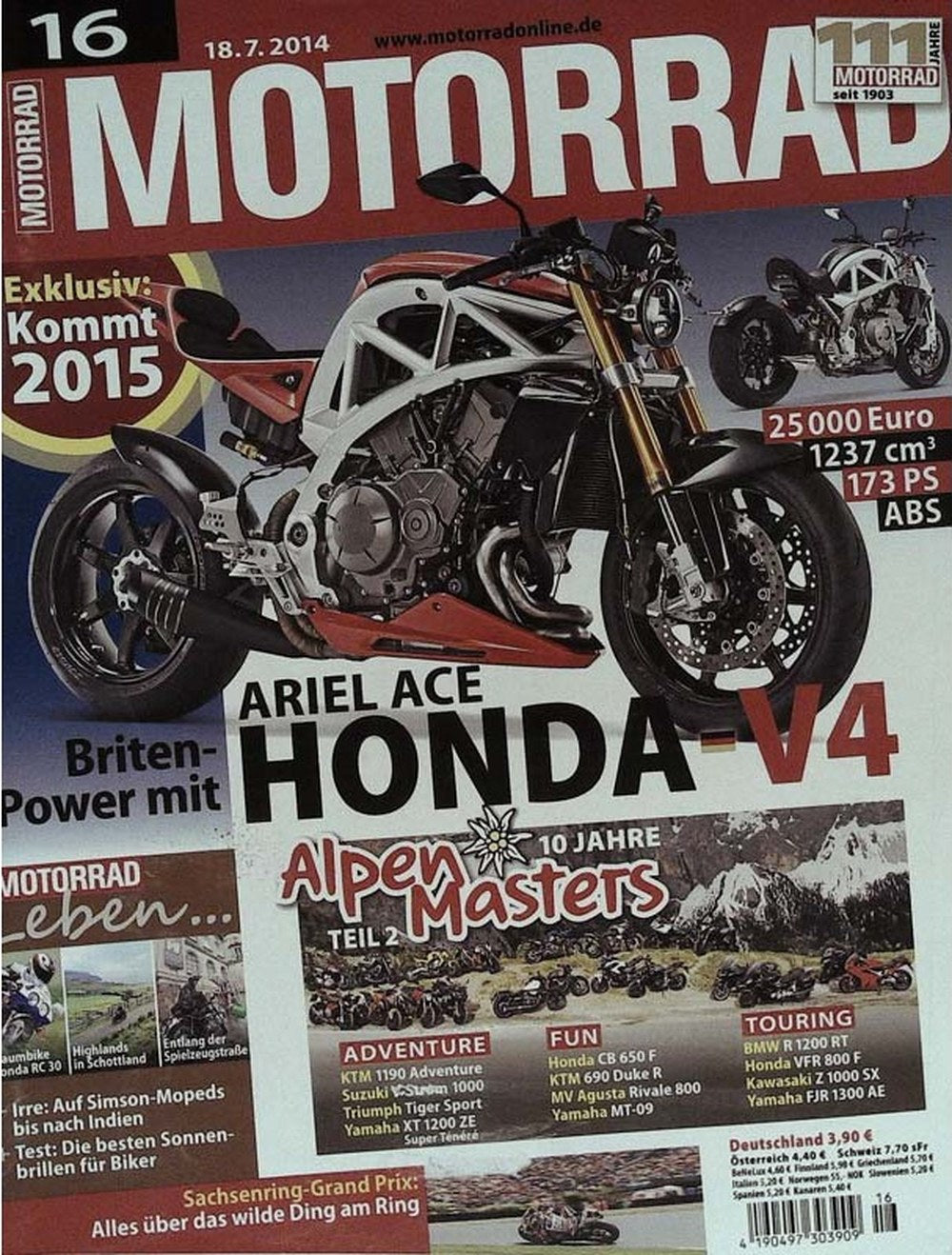 Motorrad Magazin Deutschland 2014-16 Motorrad Ariel Ace Honda V4