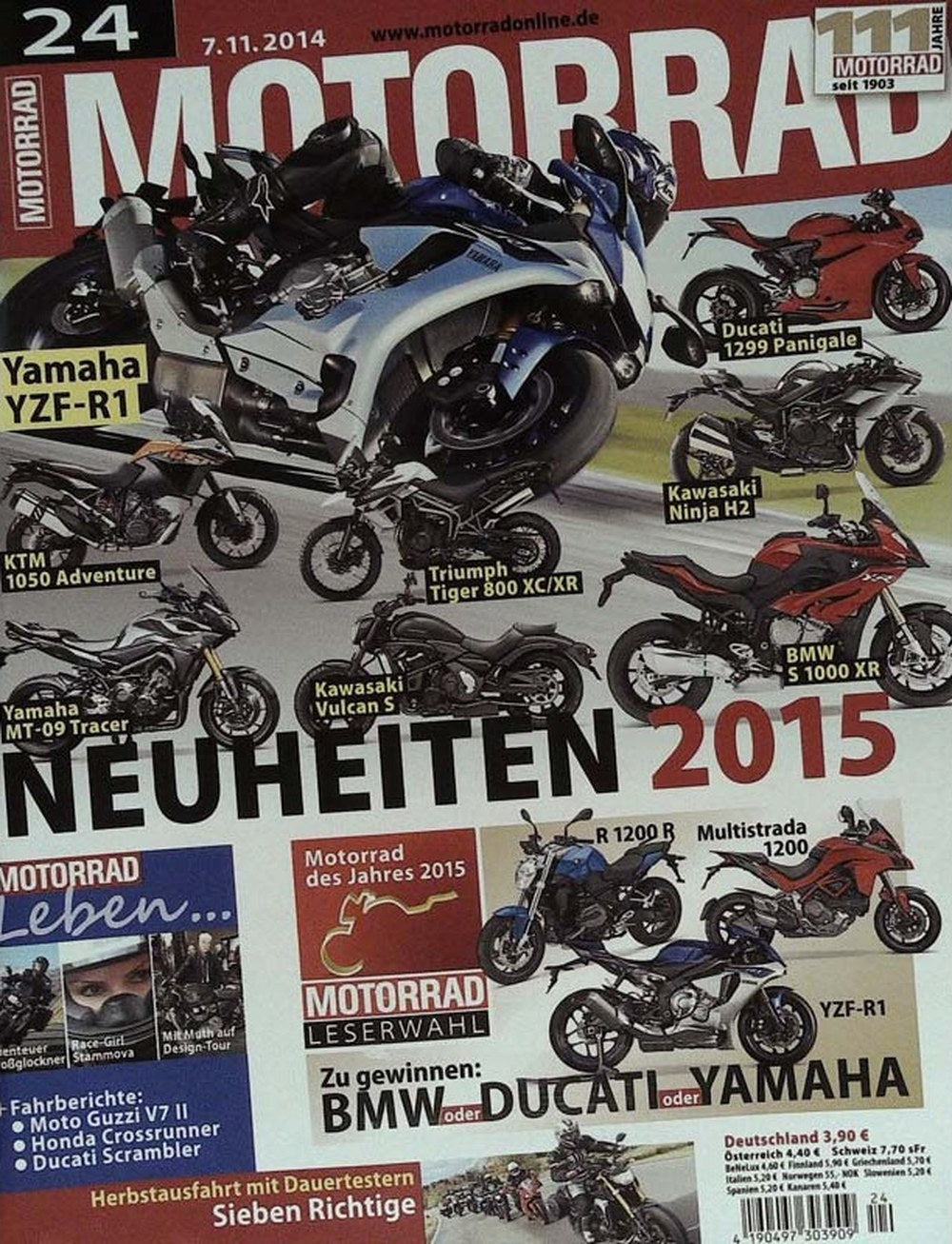 Motorrad Magazin Deutschland 2014-24 Neue Motorradmodelle 2015 Yamaha YZF-R1 Ducati 1299 Panigale
