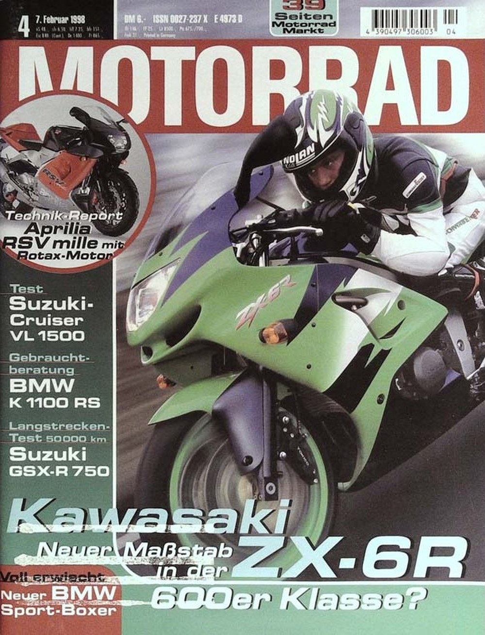 Motorrad Magazin Deutschland 1998-04 Kawasaki ZX-6R Motorradtest Aprilia RSV Mille