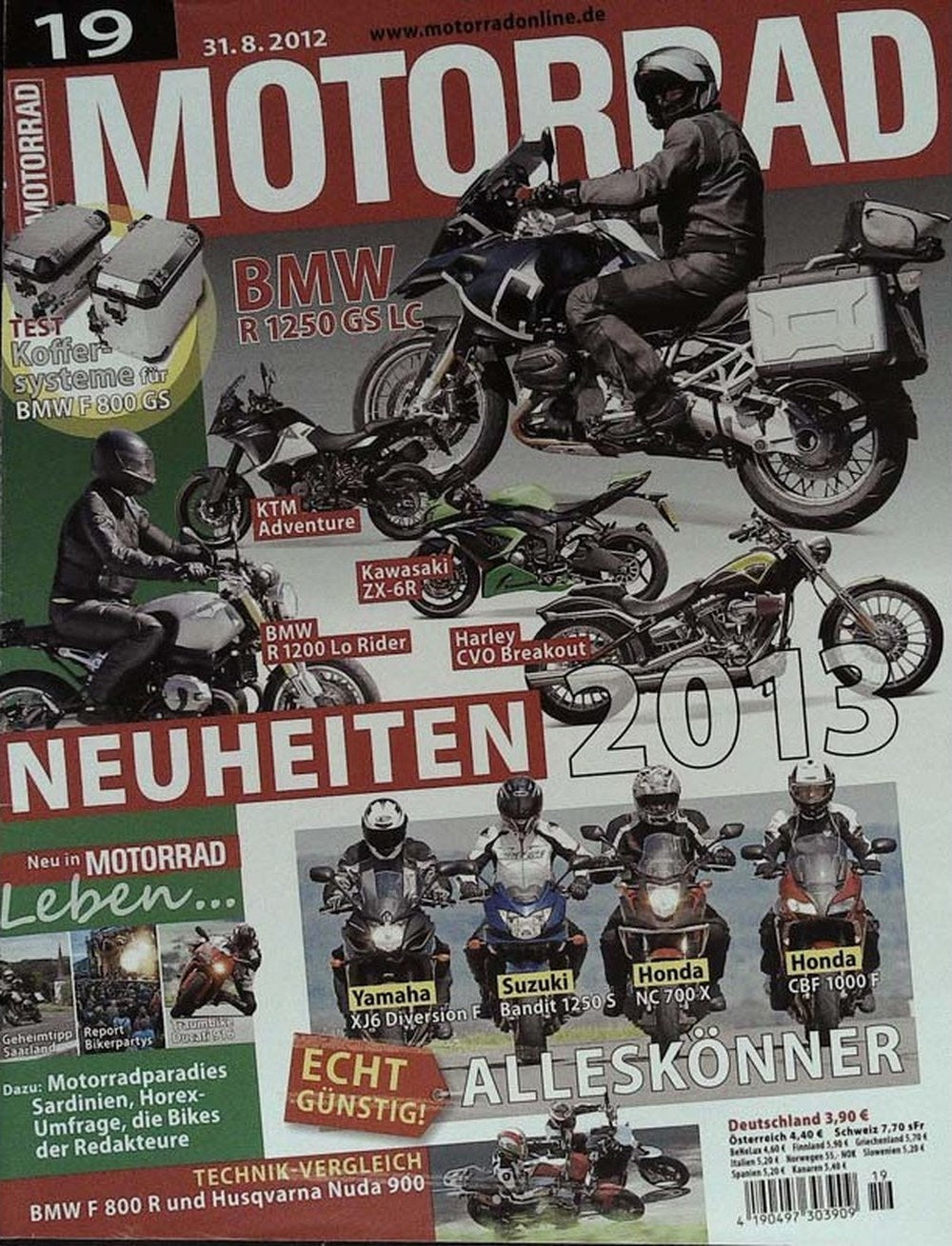 Motorrad Magazin Deutschland 2012-19 BMW R 1250 GS LC KTM Adventure Kawasaki ZX-6R