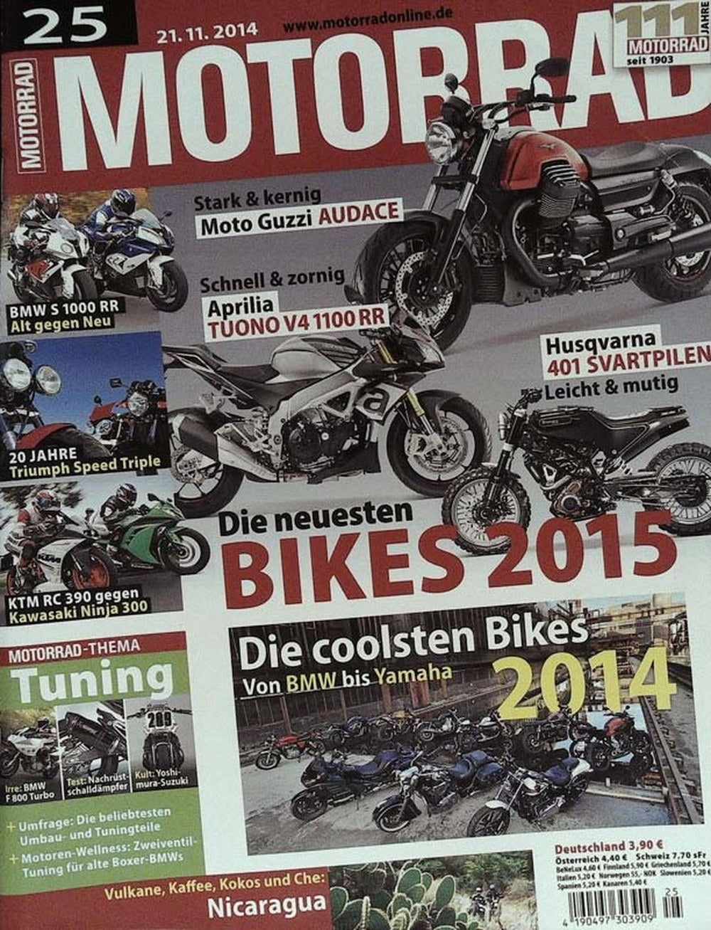 Motorrad Magazin Deutschland 2014-25 2015 Neue Modelle Moto Guzzi Audace Aprilia Tuono V4 1100 RR